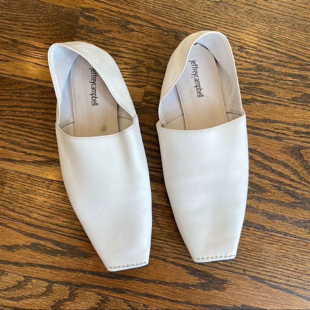 JEFFREY CAMPBELL- White Leather Mules Size 9